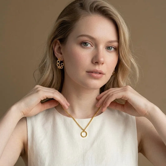 LAC BLEU CIRCLE NECKLACE 18K Gold PVD Waterproof