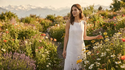 Raline Bergemann Forever Flowers Collection design story — botanical gold flower earrings necklace Swiss jewelry editorial