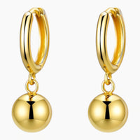 Ball Drop Hoop Earrings Waterproof 18K PVD Gold-coloured