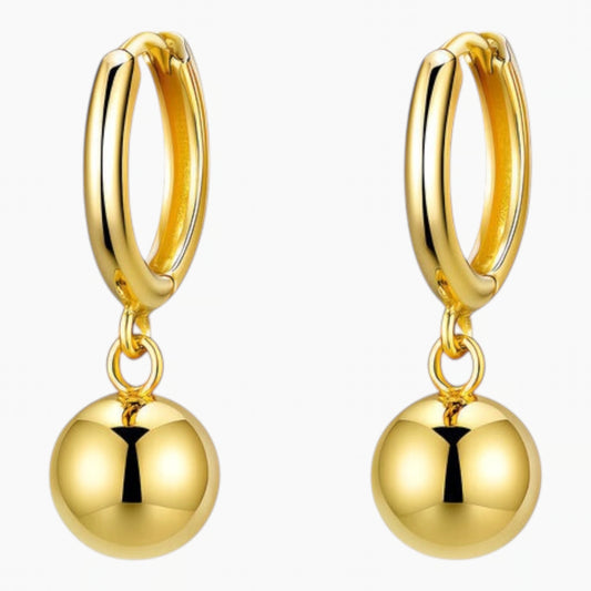 Ball Drop Hoop Earrings Waterproof 18K PVD Gold-coloured