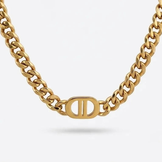 Cuban chain statement necklace, 18K gold PVD waterproof stainless steel hypoallergenic jewelry
