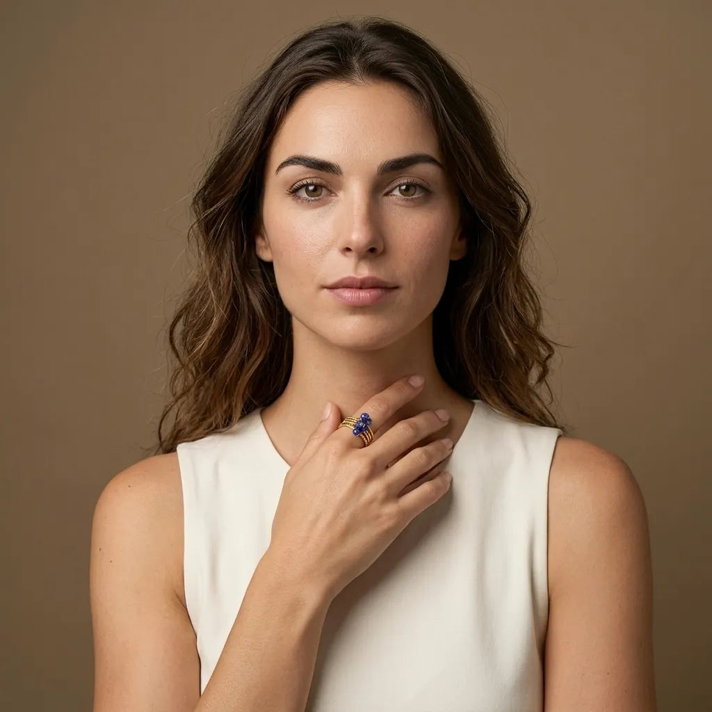 DEEP LAKE CLUSTER RING 18K Gold PVD Waterproof