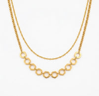 Double Layer Hexagon Geometry Necklace 18K Gold PVD Waterproof