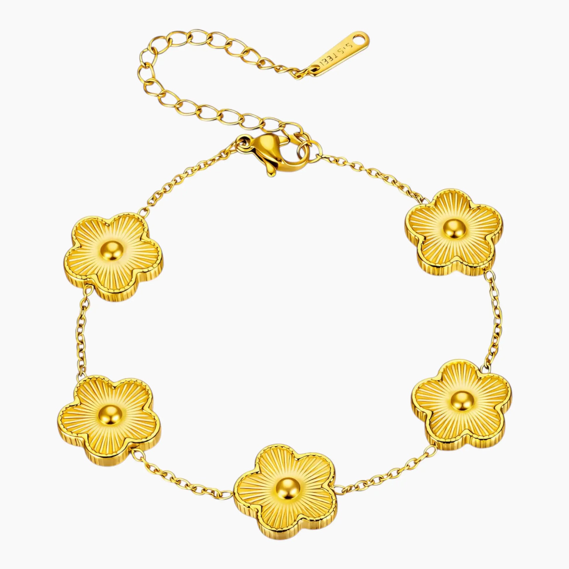 Forever Flowers harvest bracelet, 18K gold PVD stainless steel floral chain - waterproof, tarnish-free