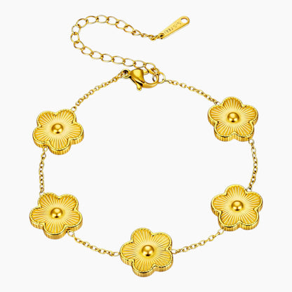Forever Flowers harvest bracelet, 18K gold PVD stainless steel floral chain - waterproof, tarnish-free