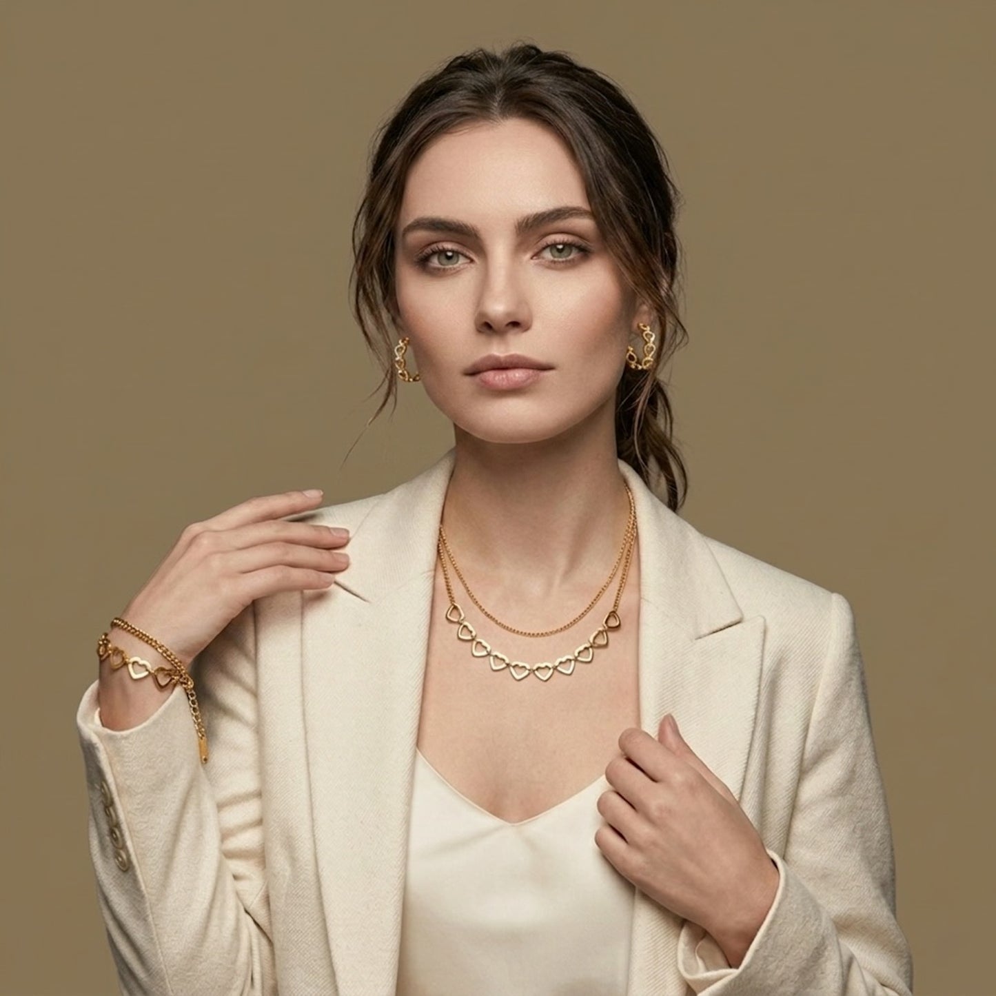 Forever Lovers 18K Gold Finish Jewelry Set PVD Waterproof
