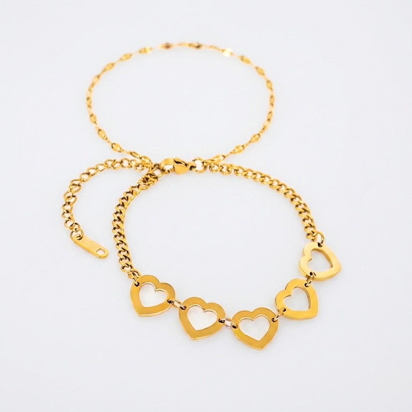 Forever Lovers Golden Heart Bracelet 18K Gold Finish Waterproof PVD