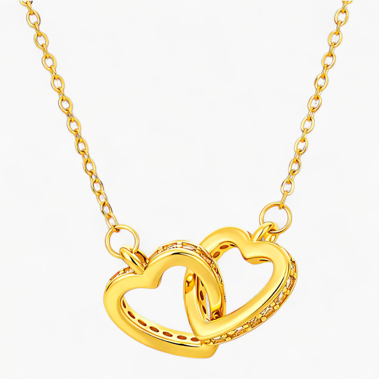 Double Heart Couple Necklace Forever Lovers Waterproof Jewelry