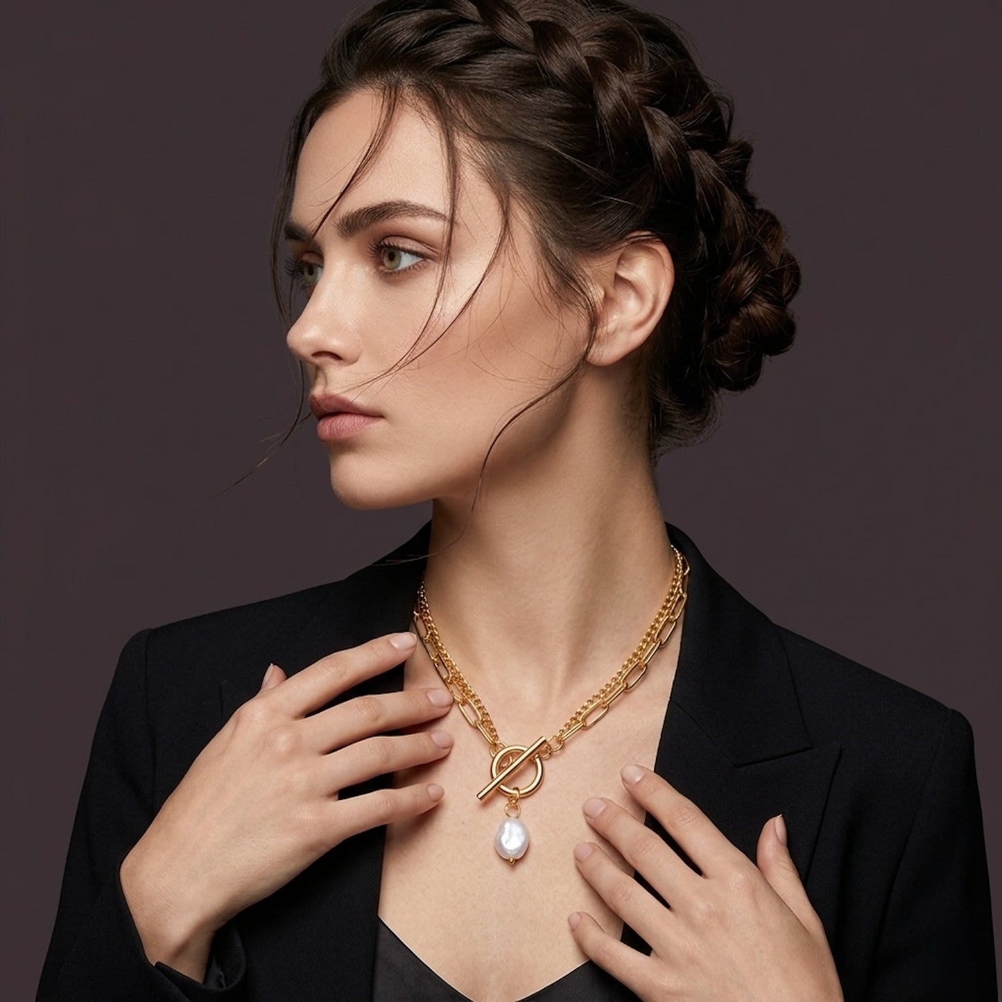 Freshwater Pearl Multi-Chain Necklace 18K Gold PVD Waterproof