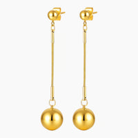 Long Gold Ball Drop Earrings for Women 18K PVD Waterproof