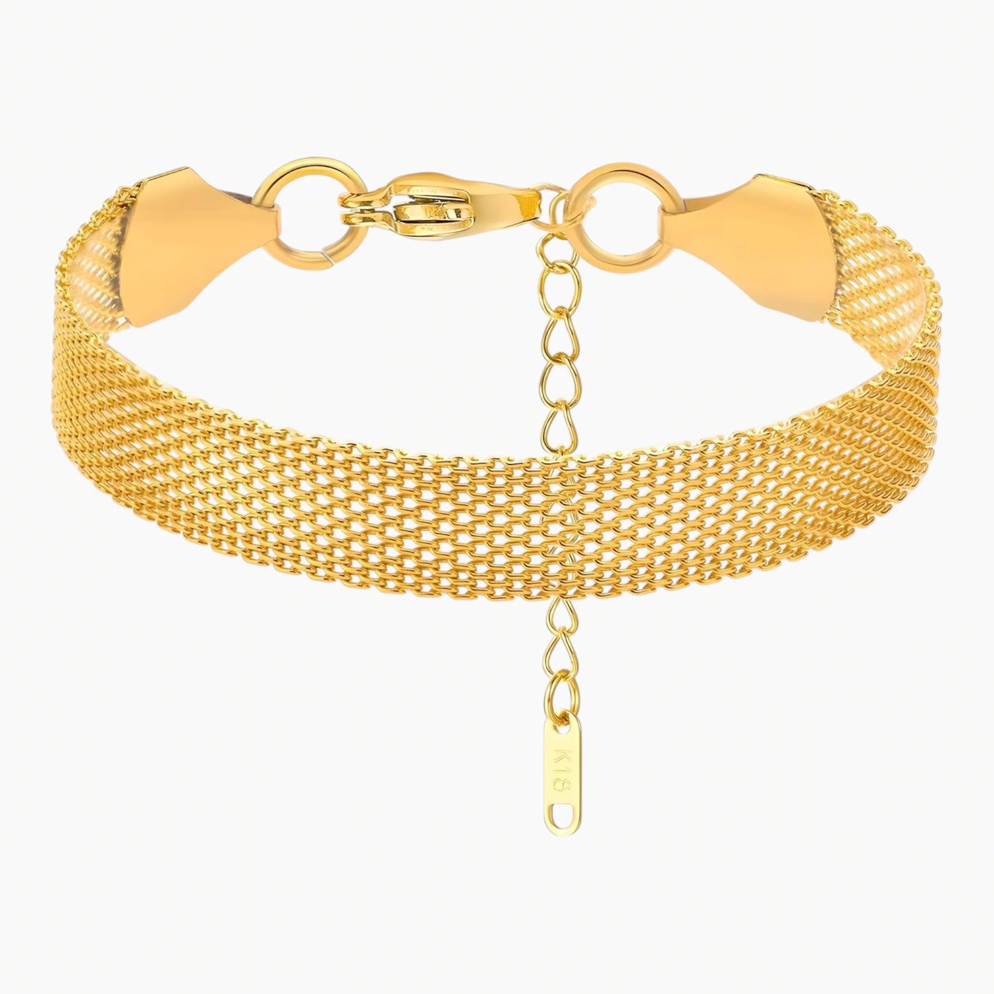Minimalist Mesh Chain Gold Bracelet 18K Hypoallergenic