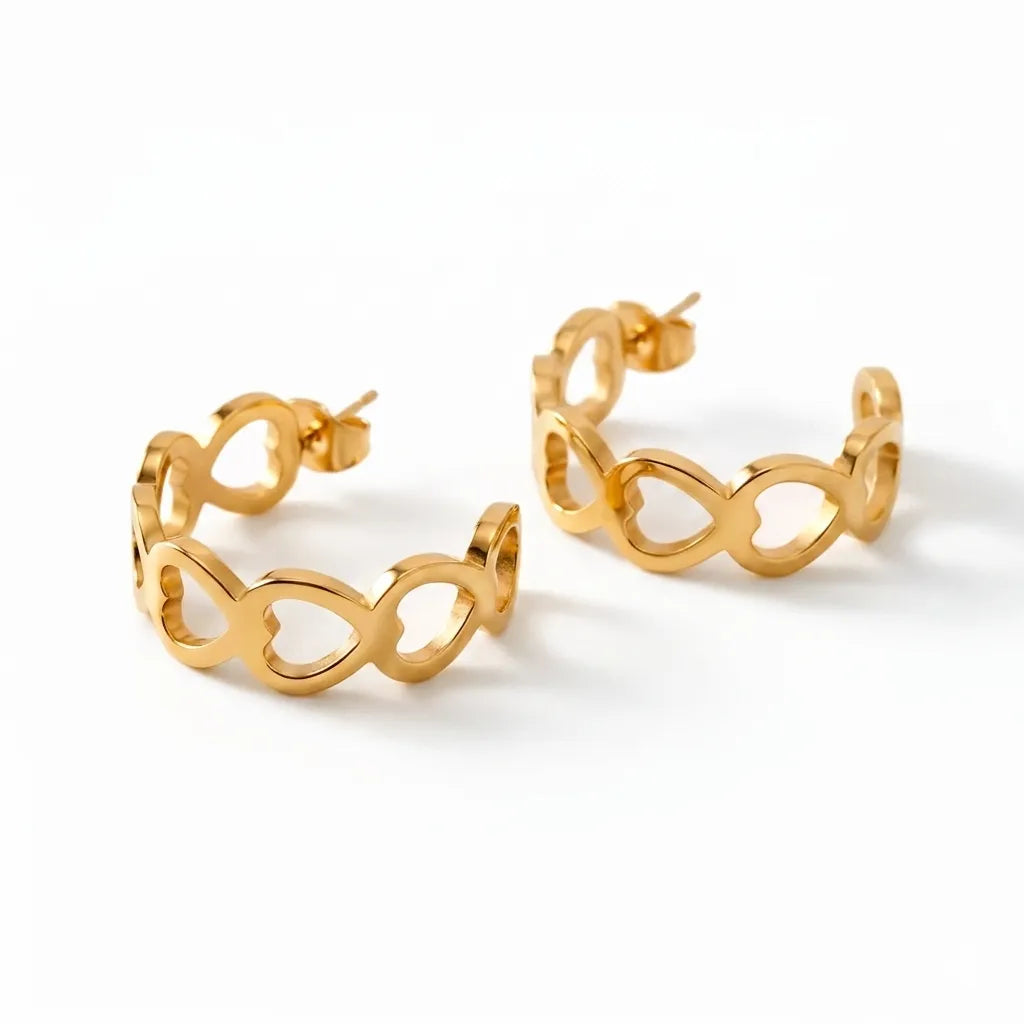 Infinity heart hoop earrings, 18K PVD gold waterproof stainless steel jewelry