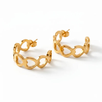 Infinity heart hoop earrings, 18K PVD gold waterproof stainless steel jewelry