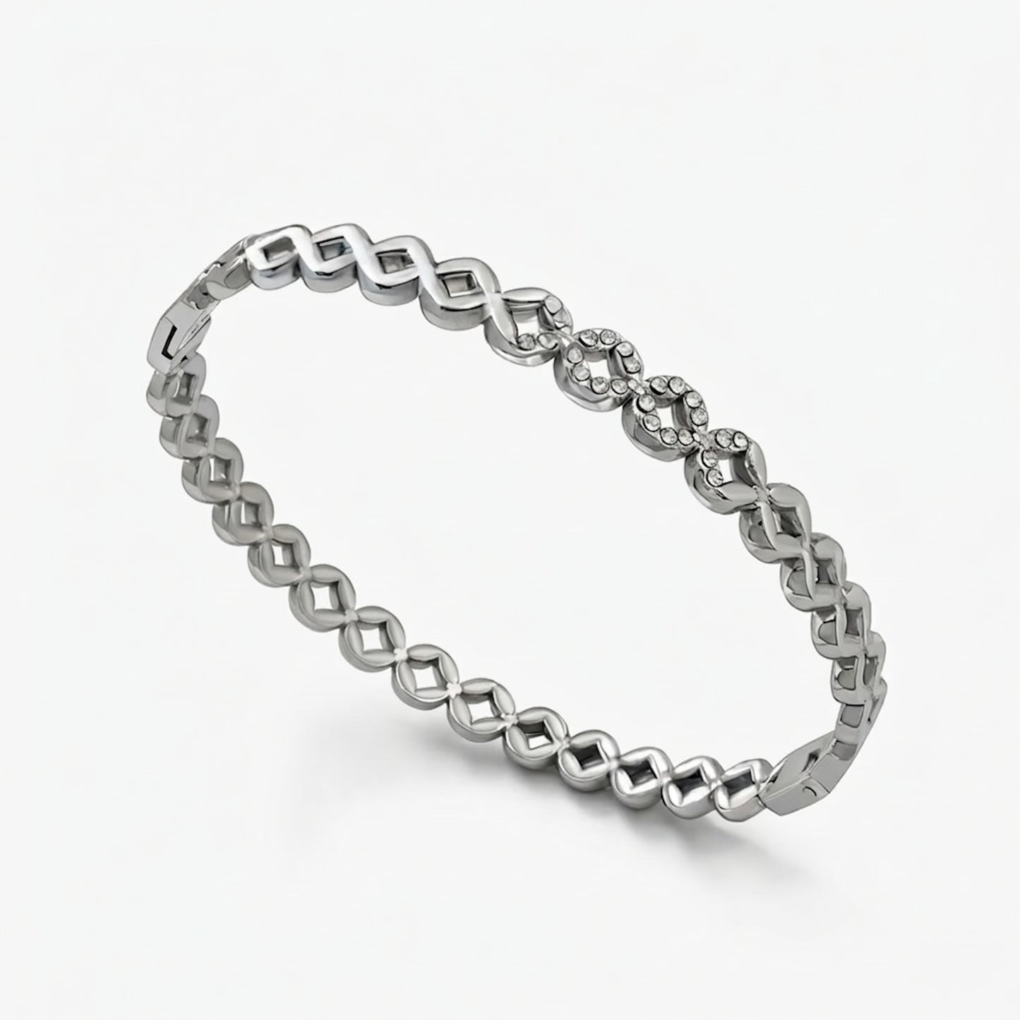 Silver bracelet on a white background