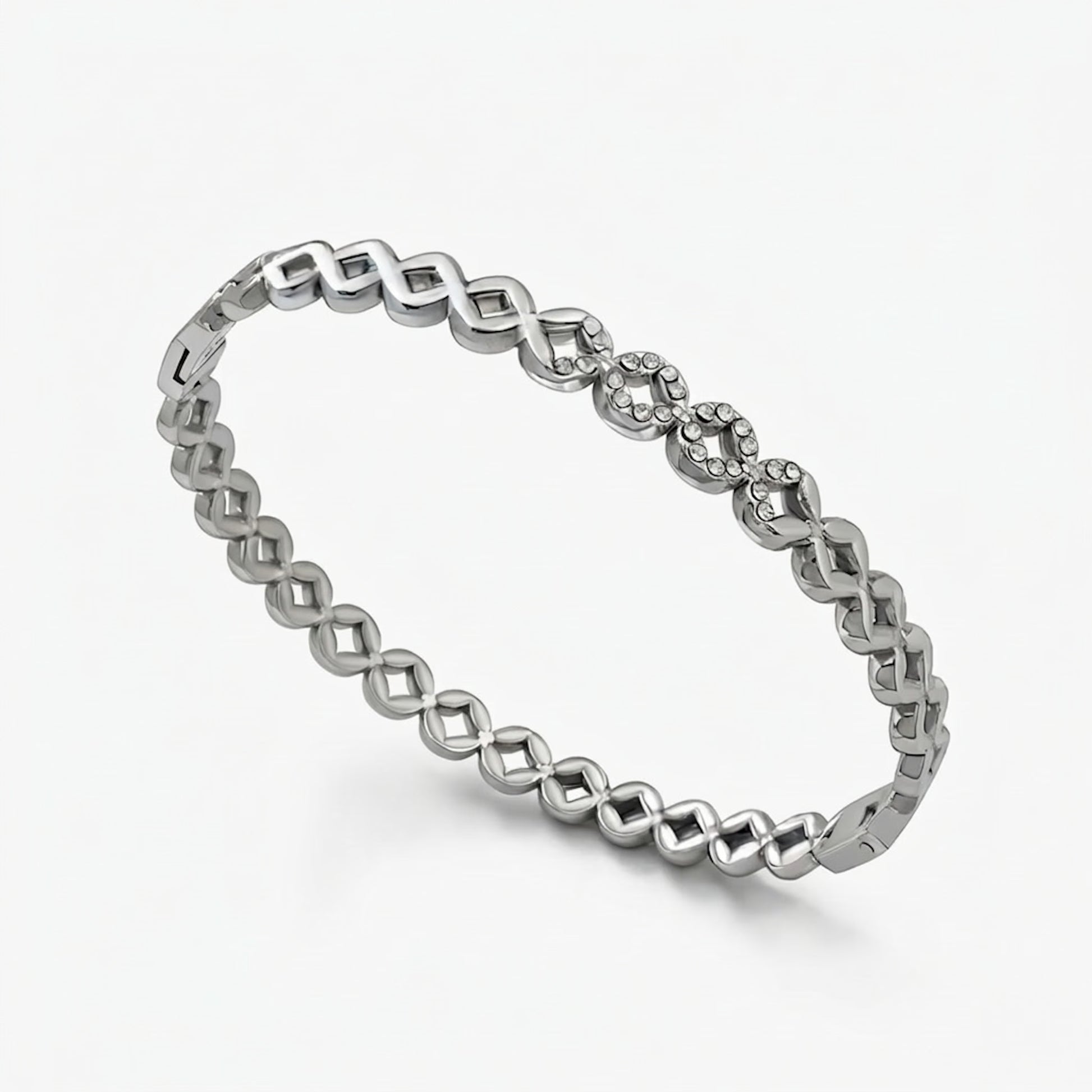 Silver bracelet on a white background