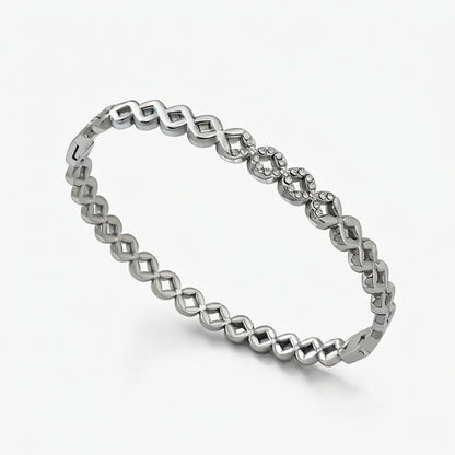Silver bracelet on a white background