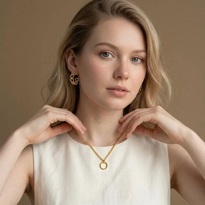 LAC BLEU CIRCLE NECKLACE 18K Gold PVD Waterproof