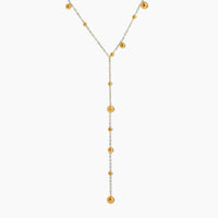 Lariat Y-Necklace 18K Gold Balls PVD Waterproof