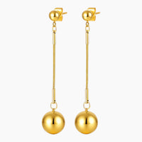 Long Gold Ball Drop Earrings for Women 18K PVD Waterproof