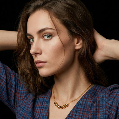Six Ball Pendant Necklace Gold PVD 18K