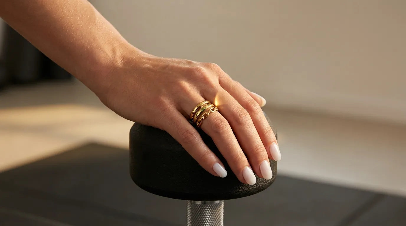Raiine Bergemann waterproof gold rings coconut jelly nails style guide Switzerland adjustable ring for woman workout
