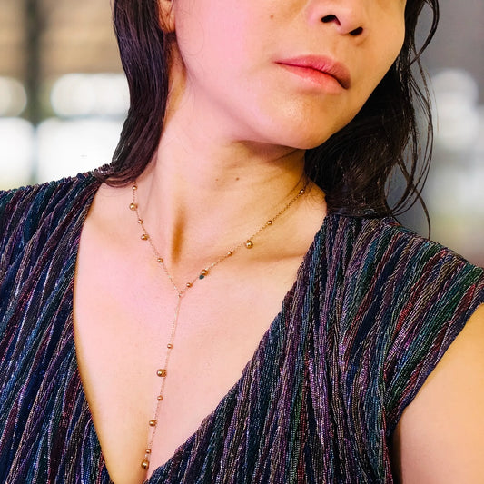 WasserfesterSchmuckSchweizLariat_Y-Necklace_18K_Gold_Balls_PVD_Waterproof_Jewelry