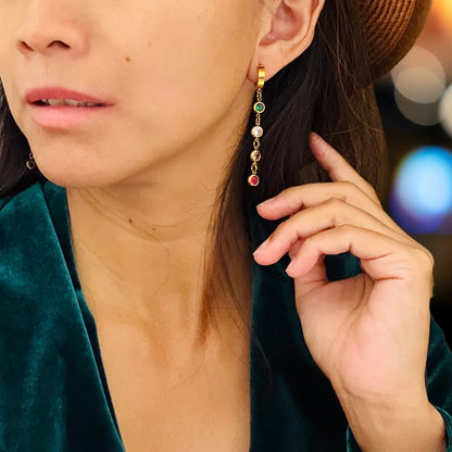WasserfesterSchmuckSchweizMulticolor_Zirconia_Chain_Drop_Earrings_18K_Gold_Coloured_PVD_Waterproof_Jewelry