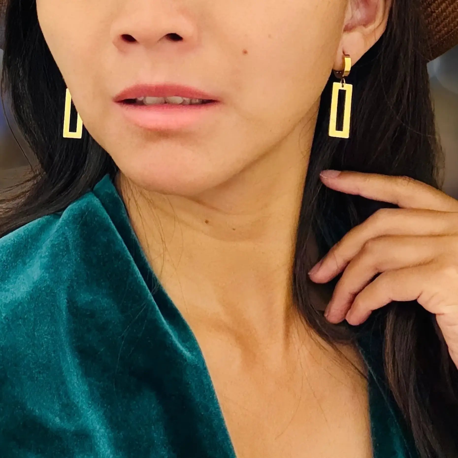 WasserfesterSchmuckSchweizRectangle_Geometric_Golden_Hoops_Earrings_18K_PVD_Waterproof_Jewelry