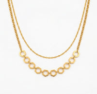 Double Layer Hexagon Geometry Necklace 18K Gold Waterproof