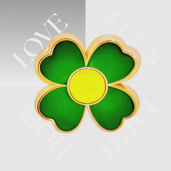 Lebensblume Love Luck Faith Hope Clover Leaf Meaning 18k Premium Brass Ring for Women