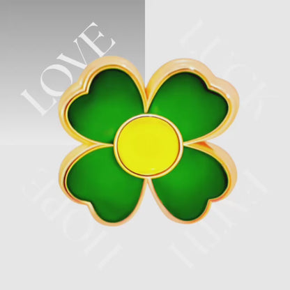Lebensblume Love Luck Faith Hope Clover Leaf Meaning 18k Premium Brass Ring for Women