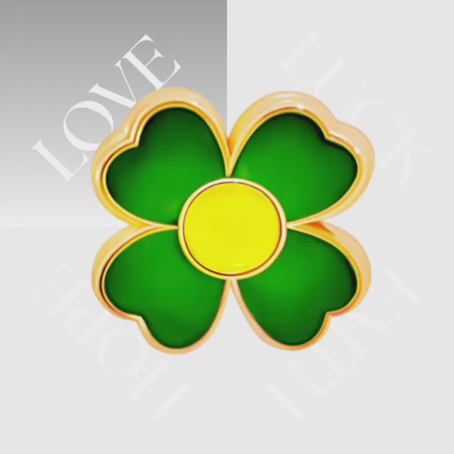 Lebensblume Love Luck Faith Hope Clover Leaf Meaning 18k Premium Brass Ring for Women